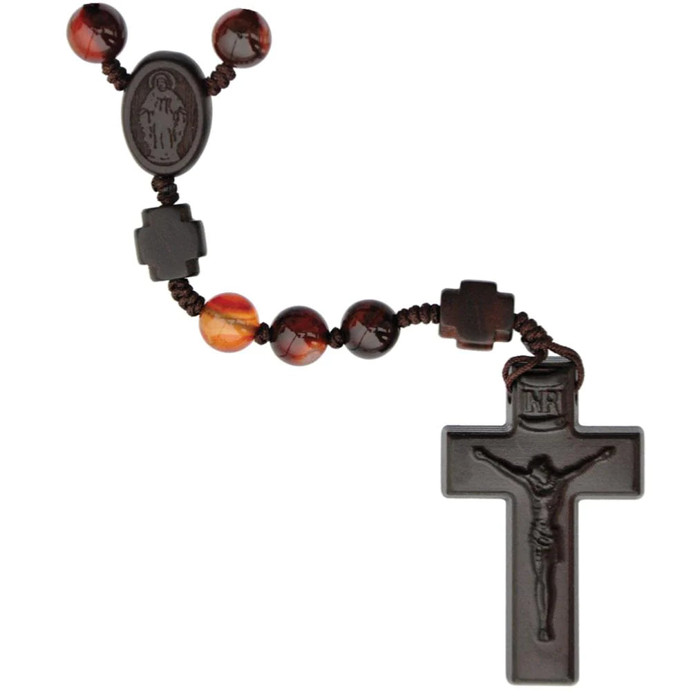 Rosary 5 Decade Gemstone/Jujube Wood Black Onyx 8mm