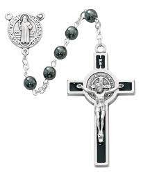 Hematite St. Benedict Rosary w/ Medal