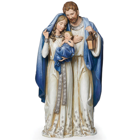 12.7"H Navy Silver Holy Family