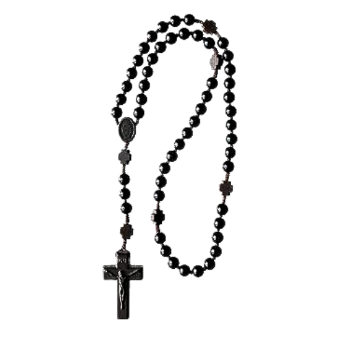 Rosary 5 Decade Gemstone/Jujube Wood Black Onyx 8mm