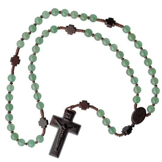 Rosary 5 Decade Green Jade/Jujube Wood 8mm