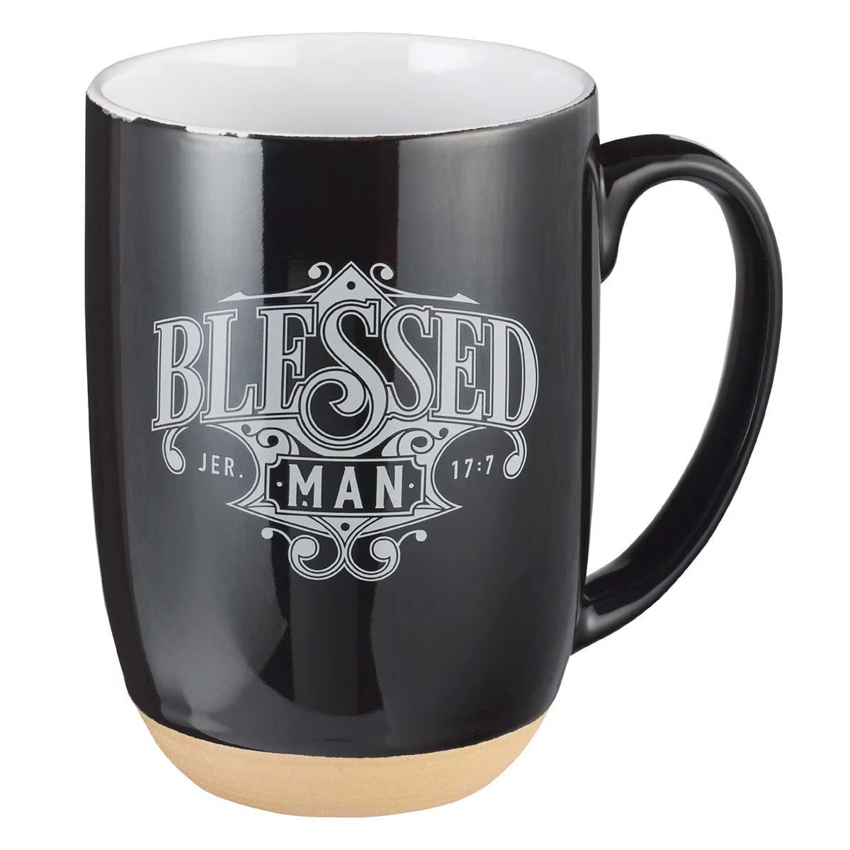 Blessed Man Ceramic Coffee Mug with Dipped Clay Base- Jeremiah 17:7