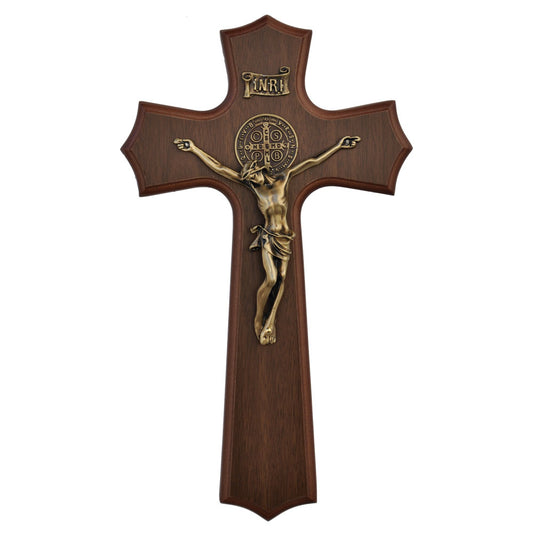 Wood/ Bronze St. Benedict Crucifix 10"