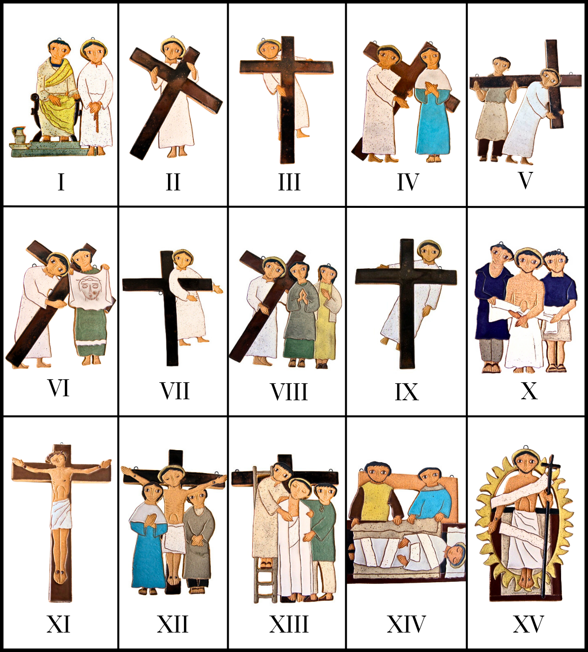 Stations of the Cross Complete Large Set of 15 pieces! Save 10%!