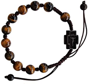 Rosary Bracelet Adjustable 8mm Tiger Eye/Jujube wood