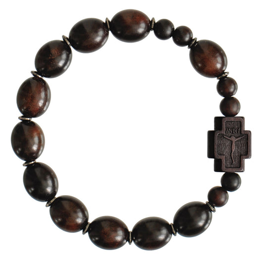 Oval Cut Jujube Wood Rosary Bracelet
