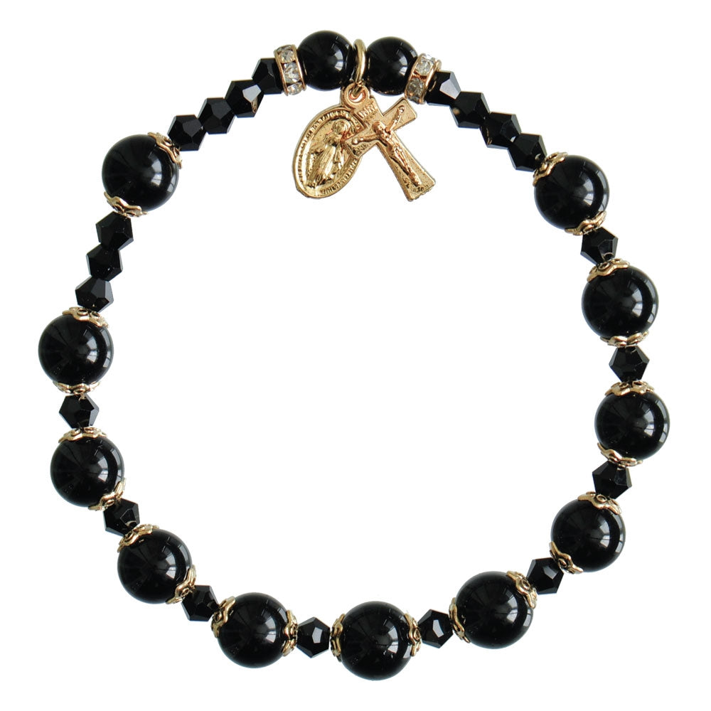 Black Onyx/Gold Rosary Bracelet