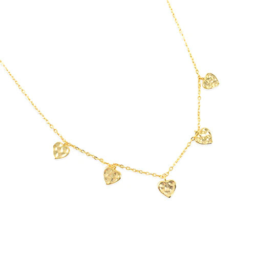 Hammered Hearts Necklace Yellow