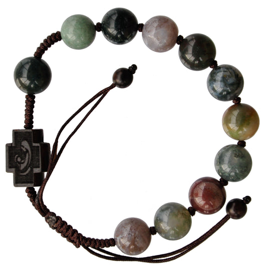 Rosary Bracelet Multicolor Onyx/Jujube Wood Adj 10mm