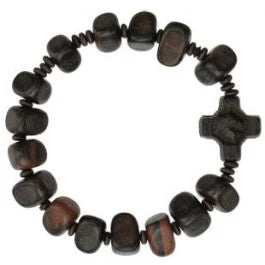 Rosary Bracelet Ebony Wood Triangle Cut 10mm