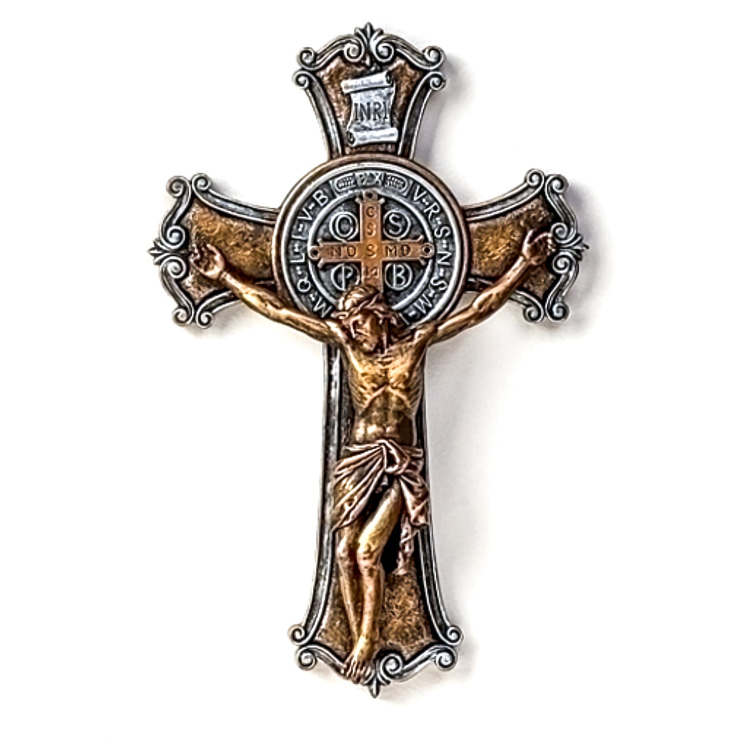 10.25" St Benedict Two Tone Crucifix