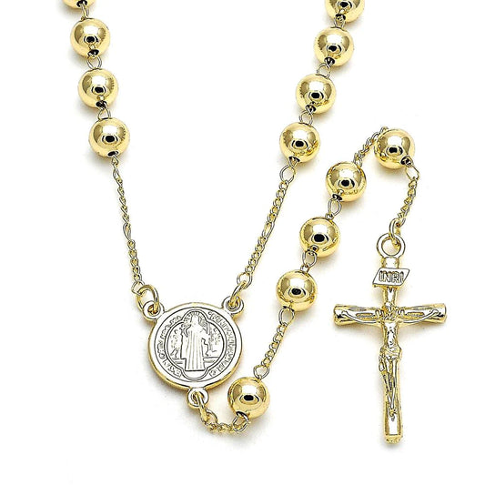 Rosary Necklace Round Beads With St. Benedict