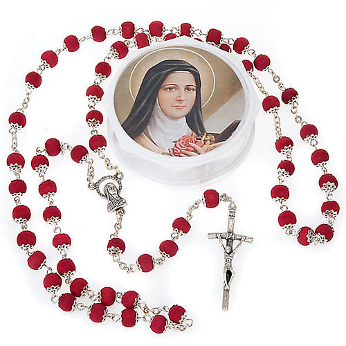 Rose Bead Rosary St Theresa